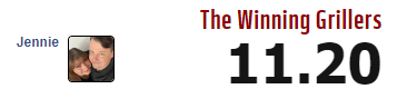 The Winning Grillers with pic of us and our score at the time of the screenshot.